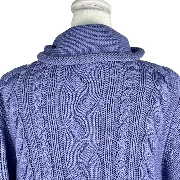 L.L. Bean Chunky Cable Knit Cotton Turtleneck Sweater M — Cozy Cottagecore Pullo - Picture 10 of 14